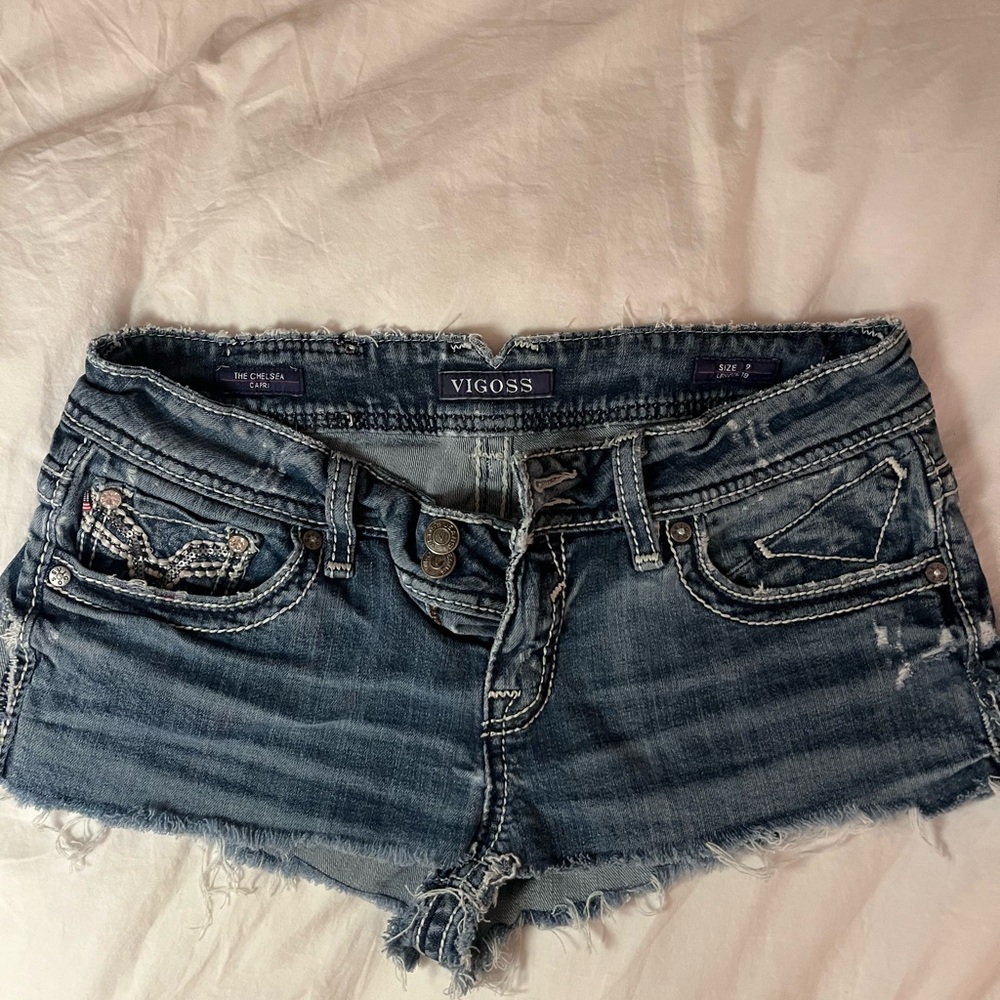 Vigoss Blue Jean Shorts Distressed Cut-Off Style
